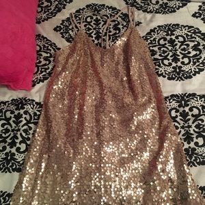 Xhilaration rose gold sequin party dress